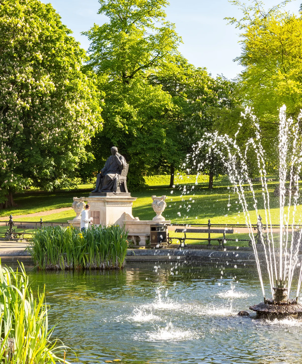 Landscape of Italian gardens in Hyde park, London, UK