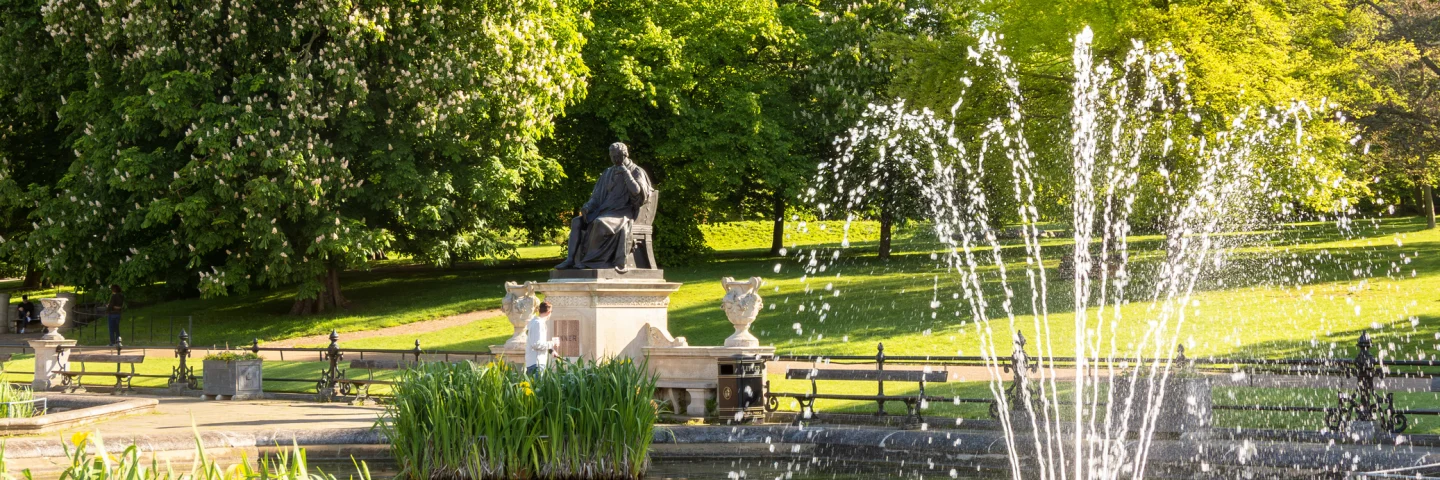 Landscape of Italian gardens in Hyde park, London, UK