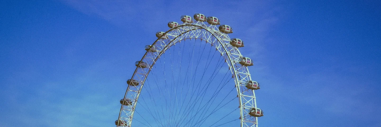 The London Eye against a clear blue sky